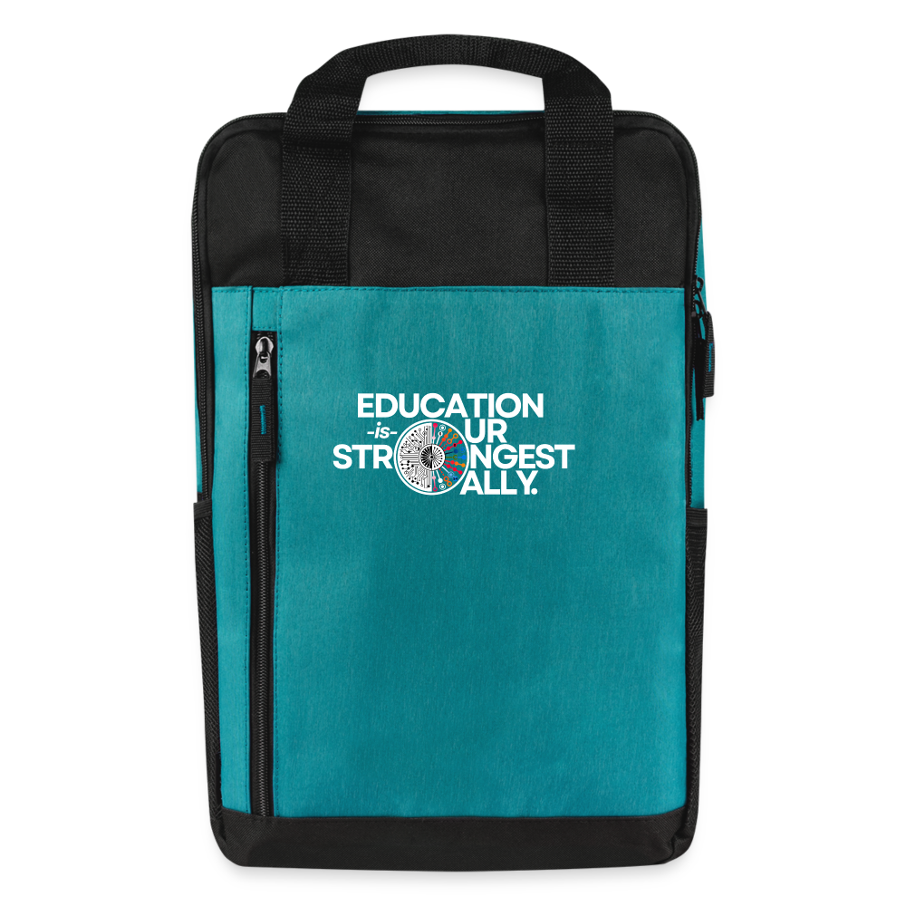 EDUCATION IS OUR STRONGEST ALLY - heather teal/black